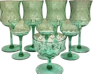 Vintage Green Glass Goblets