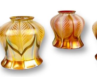 (4) Quezal Iridescent Pulled Feather Lamp Shades