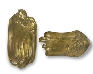 (2) Art Nouveau Bronze Ashtrays