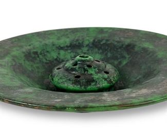 Weller Coppertone Pottery Bowl & Flower Frog