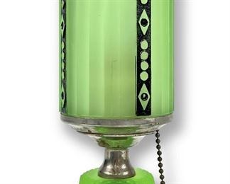 Art Deco Green Satin Glass Lamp