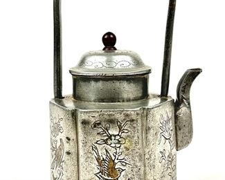 Antique Chinese Pewter Teapot