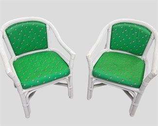 (2) Henry Link White Wicker Chairs