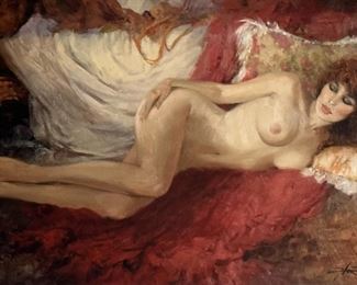 Howard Rogers "Evelyn" Nude Woman Oil on Canvas