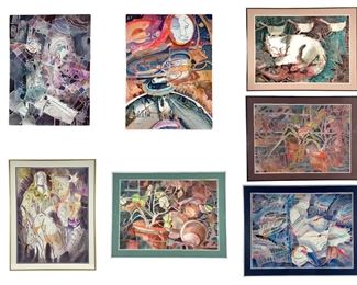 Group of (7) Abstract Watercolor on Paper