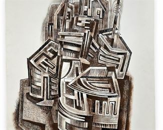 Louis Wolchonok Mixed Media on Paper