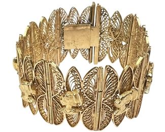 17K Gold African Filigree Bracelet Heavy