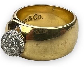 Tiffany & Co Diamond Ball Ring 18K & Platinum