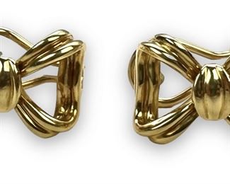 Tiffany & Co 18K Yellow Gold Bow Earrings