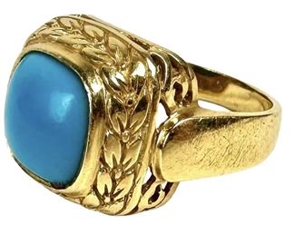 Vintage 14K & Blue Stone Ring