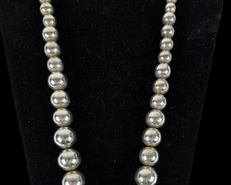 Taxco Sterling Graduated Bead Necklace