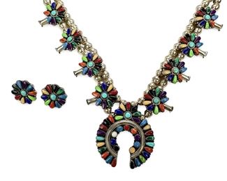 Larry Moses Begay Multi Stone Sterling Squash