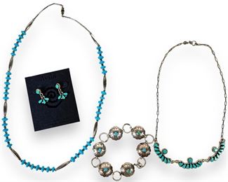 Group Of Native American Sterling Jewelry