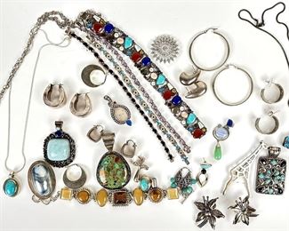 Large Group of Asst Sterling Silver Jewelry