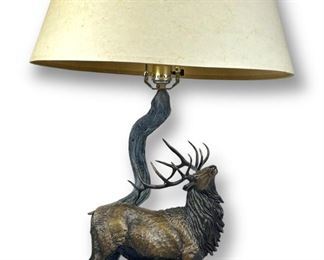 Burl Jones "Bull Elk" Bronze Lamp