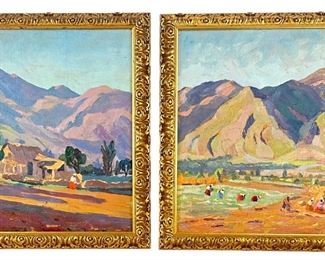(2) Framed Oil On Burlap California Landscapes