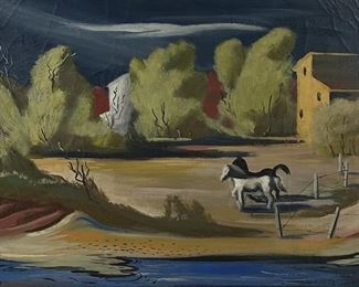Mac Le Sueur "Two Horses" Oil on Canvas