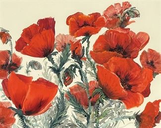 Marylee M. Moreland Red Flowers Watercolor on