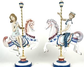 Lladro Carousel Horses 1469 & 1470 Boy & Girl