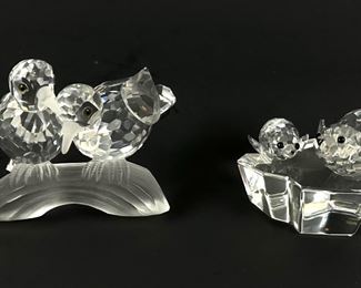(2) Swarovski Crystal Figurine Seal & Turtle Doves