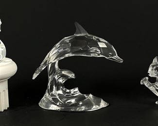 (3) Swarovski Figurine Dolphin, Squirrel, & Swan