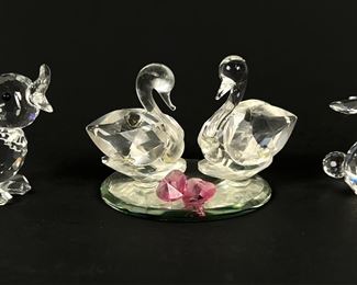 (3) Swarovski Crystal Figurines Duck, Swans, Bunny
