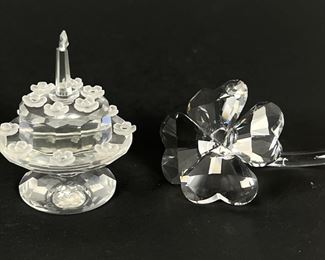 (2) Swarovski Crystal Figurines Cake & Flower