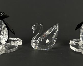 (3) Swarovski Birds Inc Penguin & Swan
