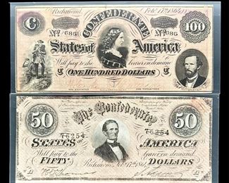 (2) Confederate States of America Obsolete Notes