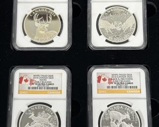 (4 pc) 2014 $20 RCM Silver White-Tailed Deer