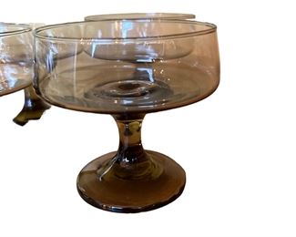Tawny Smoked Topaz Brown Libbey champagne glasses (set of 6) 4in
