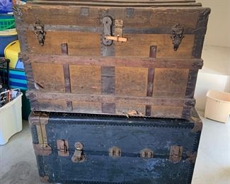 Steamer trunks and wardrobe case
