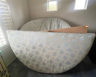Wow!  Unique round bed complete with headboard, mattress and box spring