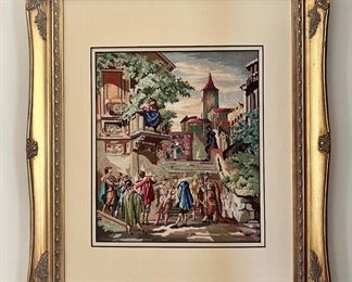 "Town Scene" Petit Point