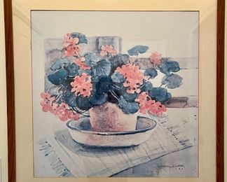 "Floral Basket" Print, Signed