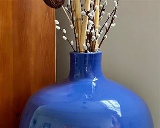Oversized Pottery Vase with Bamboo