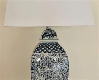 Blue & White Lamp with Acrylic Base