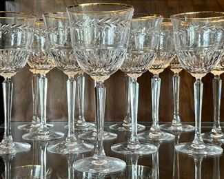 Etched Wine Glasses with Gold Rim