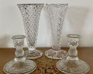Cut Crystal Candlesticks & Vases