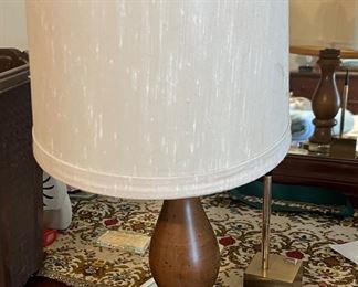 Wooden base lamp.  There are a few of these about 12" tall.