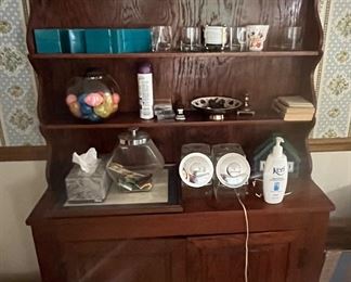 Beautiful antique dish display cabinet and storage.  Such a fabulous piece.