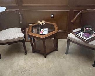 Vintage Barrel Cane Back Chairs on casters and in a darker finish.  Like brand new.