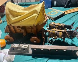 Horse and wagon toy.