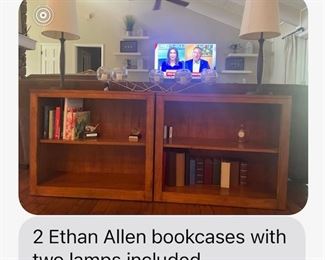 Ethan Allen Bookcases and lamps