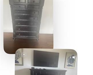 Tommy Bahama King size bed frame, dresser, night stands, and cabinets 