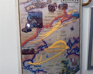 I love this Vintage Acadie laminated poster hung from an old walking cane.