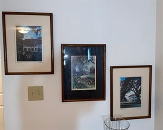 Framed vintage plantation prints.