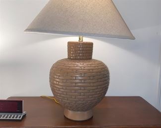 MCM basket weave base lamp