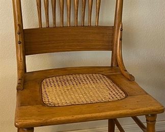 Vintage Pressback Chair w Caned Seat