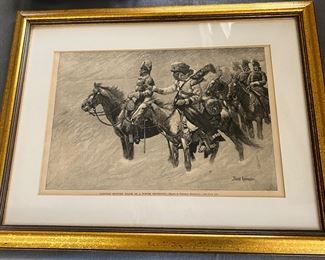 Art Canadian Mounted Police on a Winter Expedition COA 1976